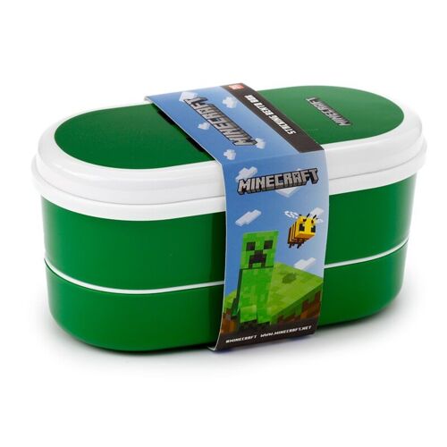 Minecraft Creeper Stacked Bento Box Lunch Box with Cutlery