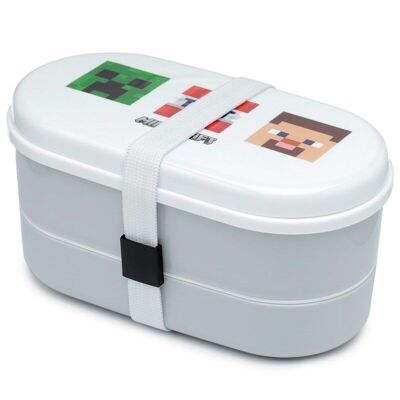 Minecraft Faces Stacked Bento Box Lunch Box avec couverts
