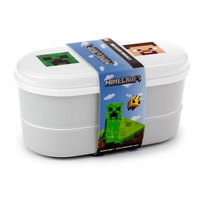Minecraft Faces Stacked Bento Box Lunch Box con cubiertos
