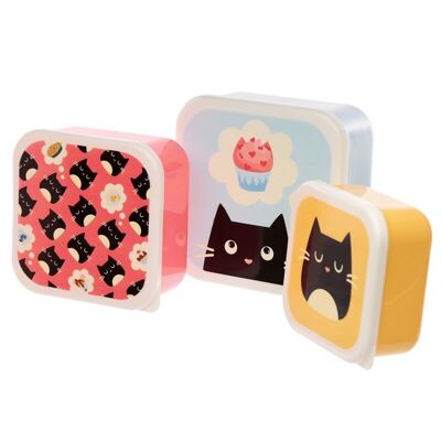 Lot de 3 Lunch Box M/L/XL Feline Fine Chat Noir