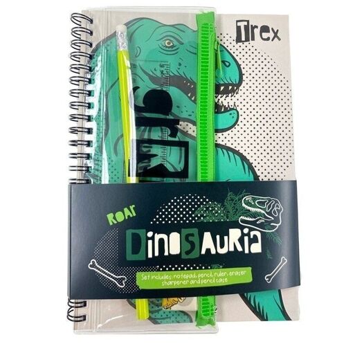 Dinosauria Ring Bound Notepad & Pencil Case 6 Piece Stationery Set