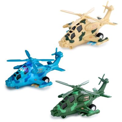 Helikopter-Reibungsspielzeug zum Drücken/Ziehen mit Licht und Ton