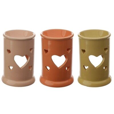 Eden Tall Ceramic Oil & Wax Burner with Heart Cut-out