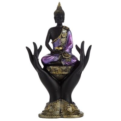 Purple, Gold & Black Thai Buddha Sitting in Hands