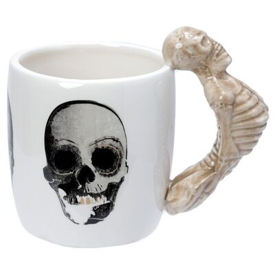 Taza con asa en forma de esqueleto de cerámica