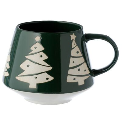 Christmas Tree Green Stoneware Mug