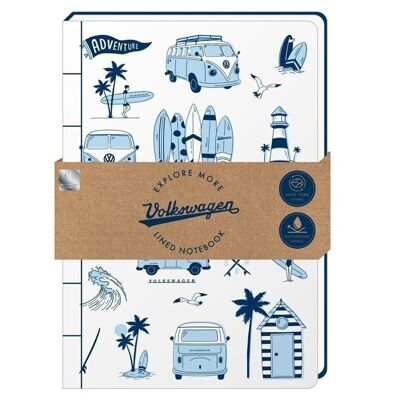 Explore More Beach Life VW Volkswagen T1 Camper Bus Stone Paper A5 Lined Notebook