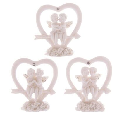 Lovers Glitter Cherubs Sitting in Cupids Arrow Heart