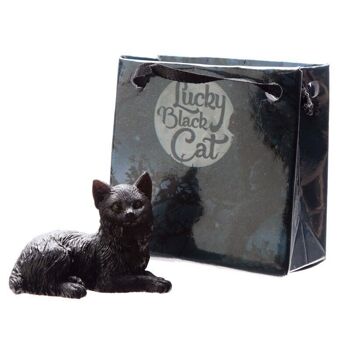Chat noir porte-bonheur dans un mini sac cadeau 5