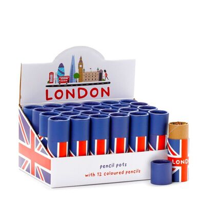 Portamatite Union Jack con 12 matite colorate