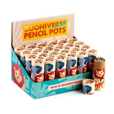 Zooniverse 2022 Pencil Pot with 12 Colouring Pencils
