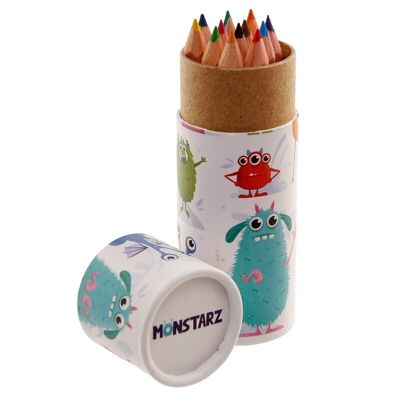 Monstarz Monster Pencil Pot con 12 matite colorate