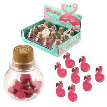 Mini gommes Flamingo Pinks dans un pot