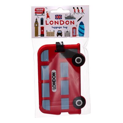 Roter PVC-Gepäckanhänger mit Routemaster-Bus-Souvenir aus London
