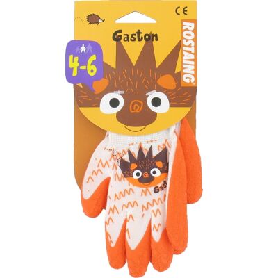 GASTON the hedgehog orange children's gloves, gardening and leisure Size 4-6 years