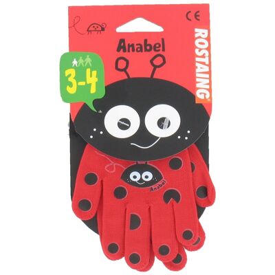 Red children's gloves ANABEL the ladybug, gardening and leisure 3-4 years