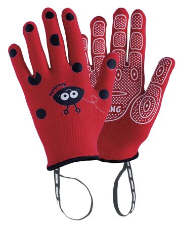 Gants enfants rouges ANABEL la coccinelle, jardinage et loisirs 5-6 ans 2