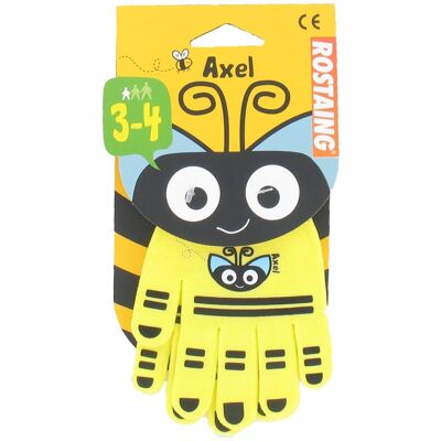 AXEL the bee amarillo guantes para niños, jardinería y ocio Talla 3-4 años