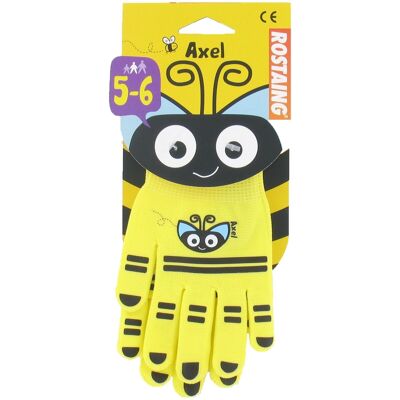 AXEL l'ape giallo guanti per bambini, giardinaggio e tempo libero 5-6 anni