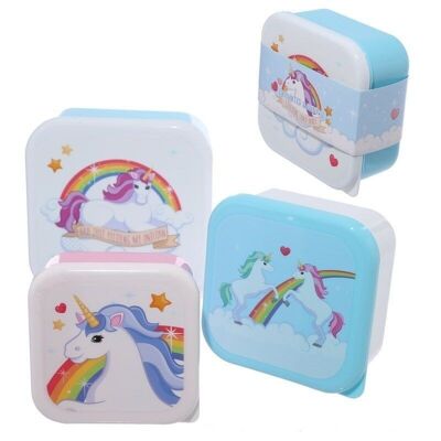 Set di 3 Lunch Box S/M/L Arcobaleni incantati Unicorno