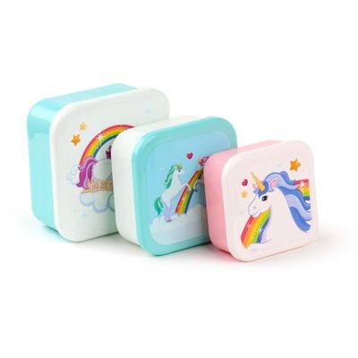 Set of 3 Lunch Box S/M/L Enchanted Rainbows Unicorn