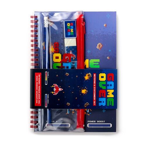 Game Over Ring Bound Notepad & Pencil Case 6 Piece Stationery Set