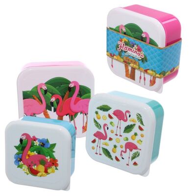 Lot de 3 Lunch Box S/M/L Flamingo Roses