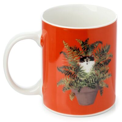 Gato de Kim Haskins en una maceta Taza de porcelana roja