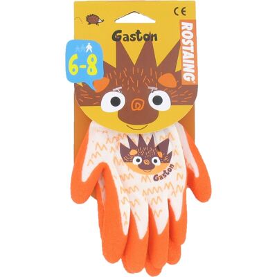 GASTON il riccio arancione guanti per bambini, giardinaggio e tempo libero Taglia 6-8 anni