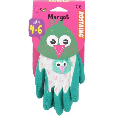 Green children's gloves MARGOT the bird, gardening & leisure -Size 4-6 years