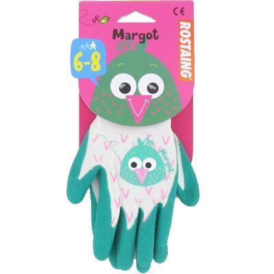 Green children's gloves MARGOT the bird, gardening & leisure -Size 6-8 years