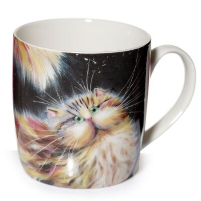 Taza de porcelana con gato arcoíris de Kim Haskins