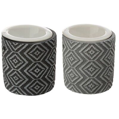 Eden Grey Patterned Concrete Oil Burner with Ceramic Dish