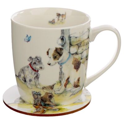 Jan Pashley Dogs Porcelain Mug & Coaster Set