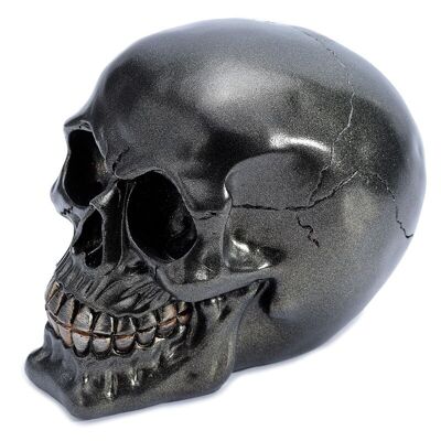 Metallic Black Skull Decoration