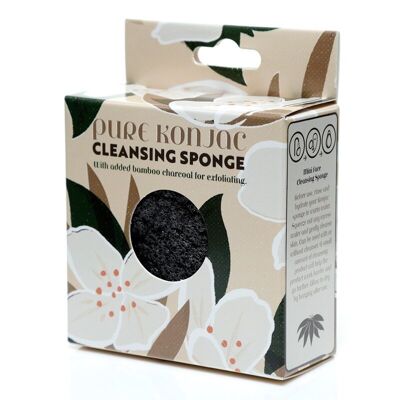 Florens Jasminum Pure Konjac Cleansing Sponge with Bamboo Charcoal