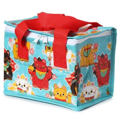 RPET Cool Bag Bolsa de Almuerzo Maneki Neko Gato de la Suerte