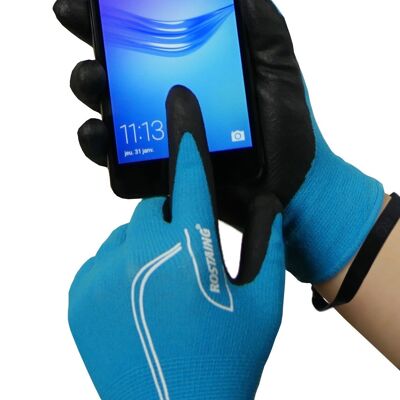 Guantes para bricolaje y jardinería preadolescentes, delgados, táctiles, color azul-MAXTEEN-Talla 10-12 años