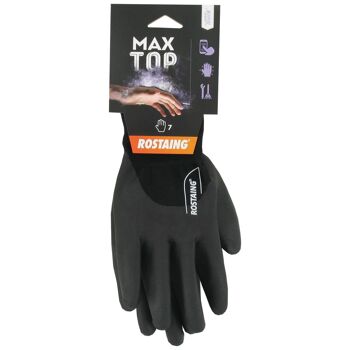 Gants de bricolage, jardinage fins & tactiles coloris noir et gris MAXTOP-Taille 07 4