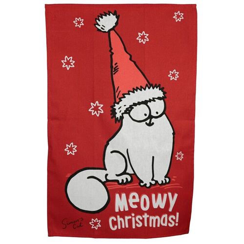 Poly Cotton Tea Towel Christmas Simon's Cat