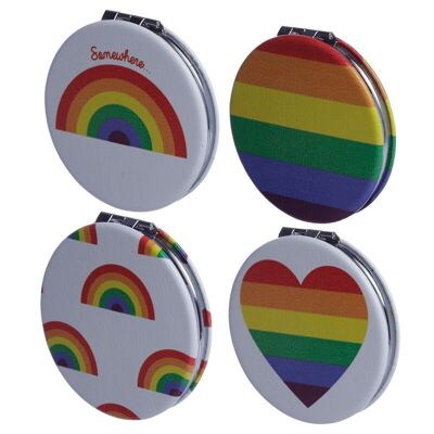 Somewhere Rainbow Leatherette Compact Mirror