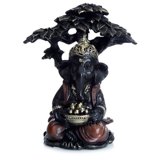 Black & Gold Ganesh Sitting Under Tree