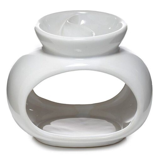 White Ceramic Oval Double Dish Oil and Wax Burner