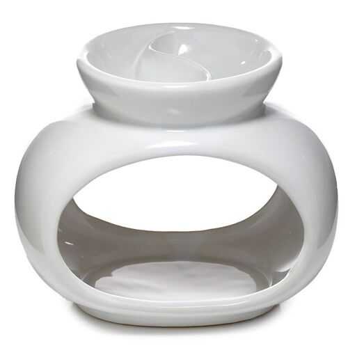 Eden White Ceramic Oval Double Dish Oil & Wax Melt Burner