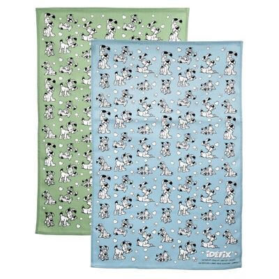 Poly Cotton Set of 2 Asterix Tea Towels Idefix (Dogmatix)