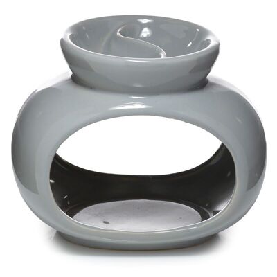 Eden Grey Ceramic Oval Double Dish Oil & Wax Melt Burner