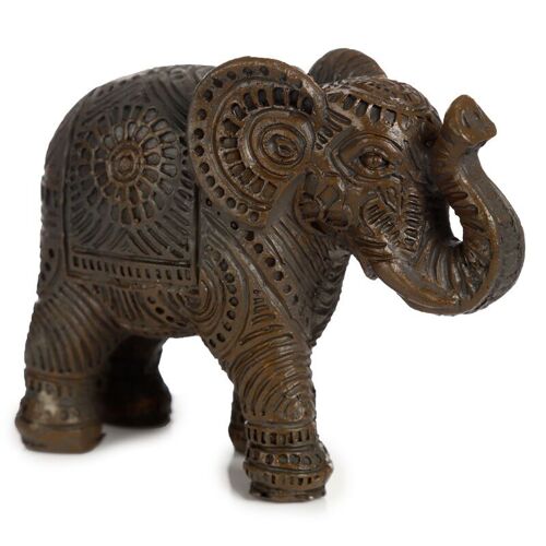 Peace of the East Dark Brushed Wood Effect Small Thai Elephant Figurine