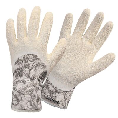 Gants de jardinage imperméables et naturels en latex blanc FLOWER- Taille 07