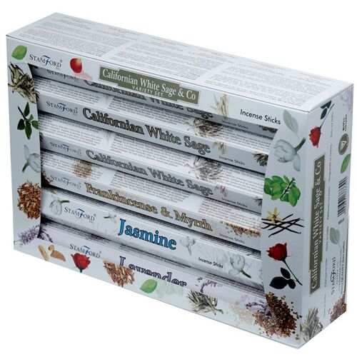 37339 Stamford Hex Incense Sticks 12 Pack Variety Set Californian Sage & Co