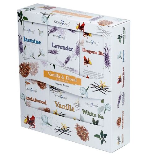 37354 Stamford Incense Cones 12 Pack Variety Set Vanilla & Floral